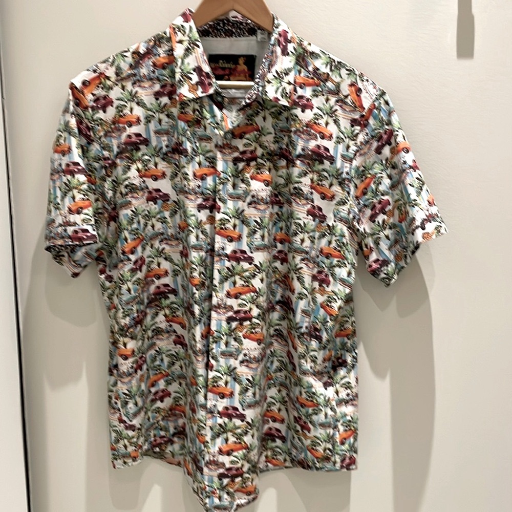 Robert Graham vintage car short sleeve shirt size XL
